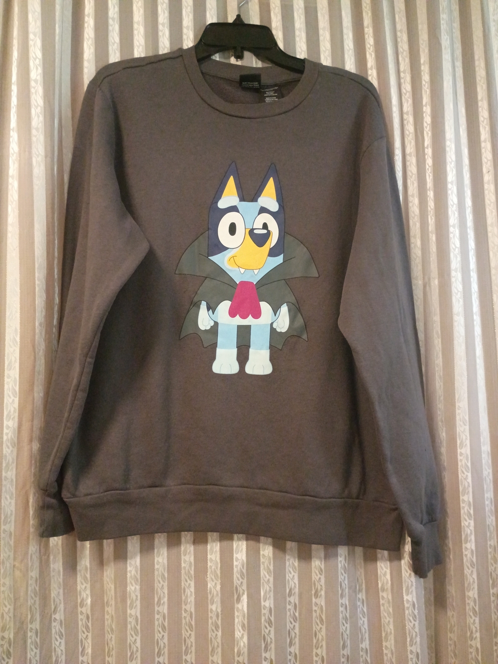 Men's Charcoal Crewneck Sweatshirt with Playful Cartoon Graphic